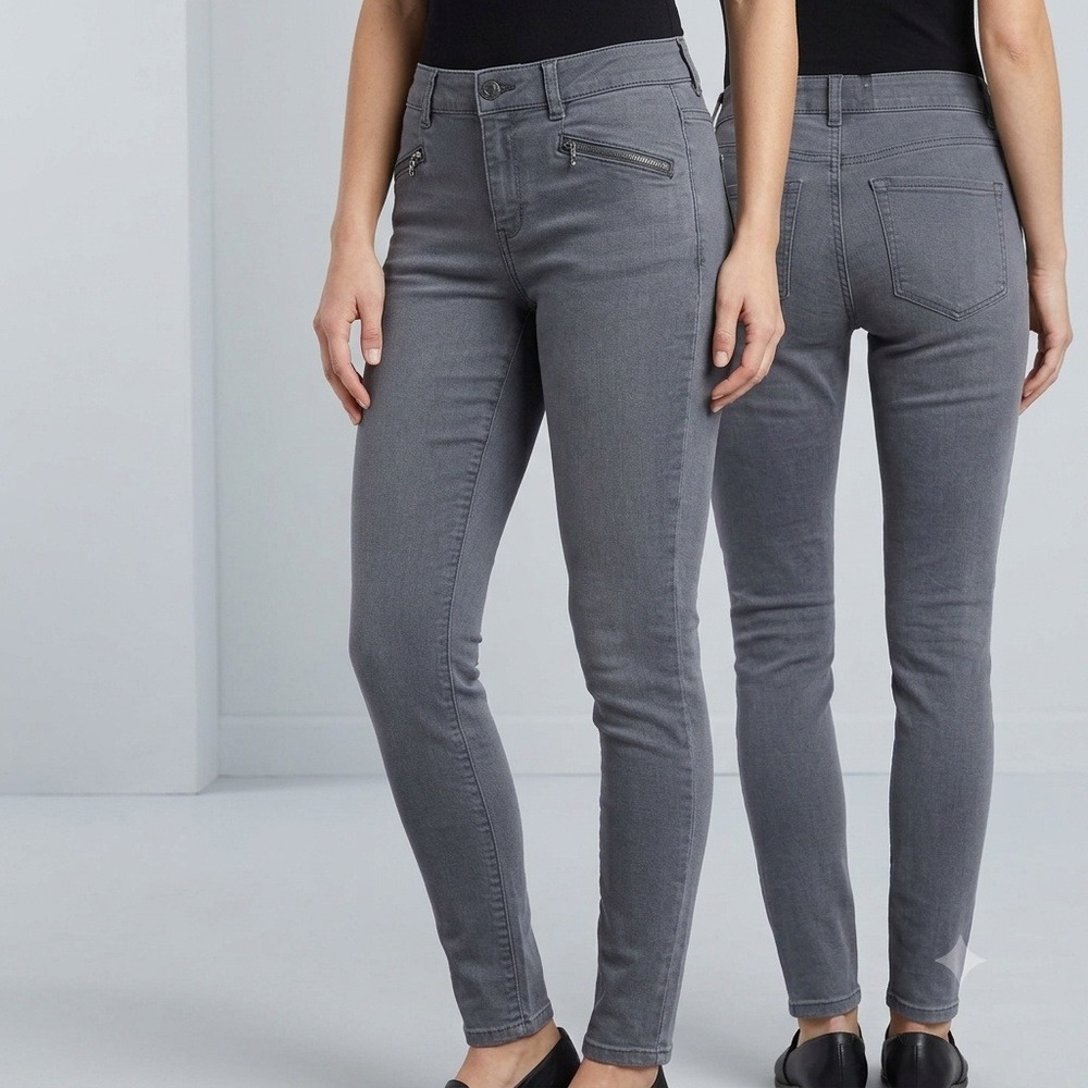 Democracy Skinny Jeans Women Size 8 Gray Ab Technology Zipper Accents